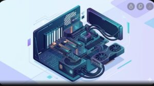 Современная иллюстрация комплектующих ПК для статьи о трендах сборки компьютеров в 2026 году